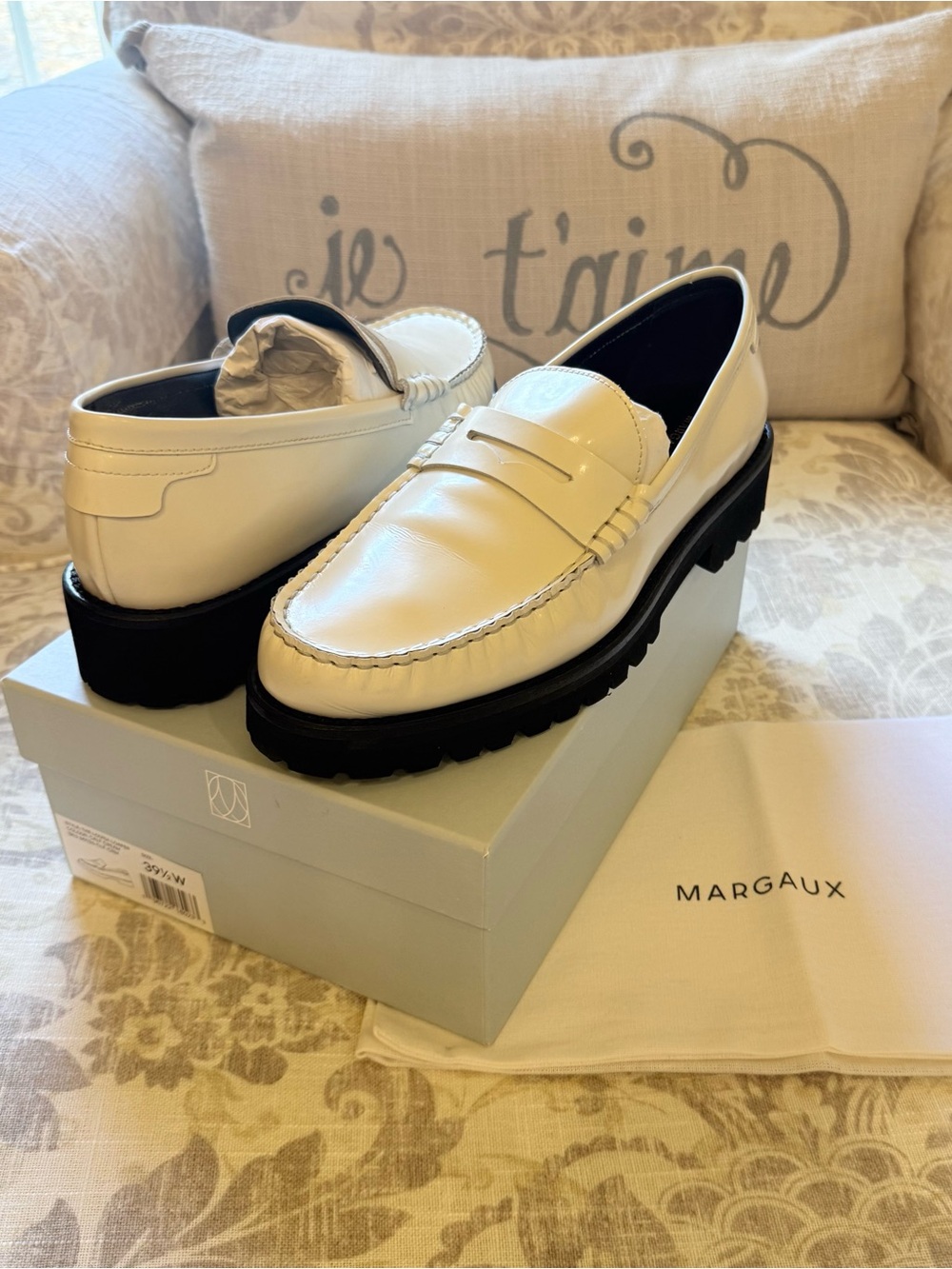 Margaux Louisiana Patent Leather Loafers with Black Lug Sole 39.5/9